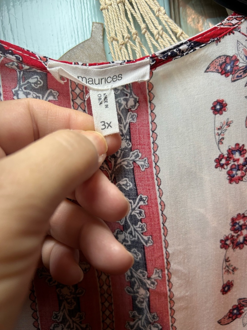 Maurices White Red and Blue Printed Kimono Tunic - Picture 6 of 6